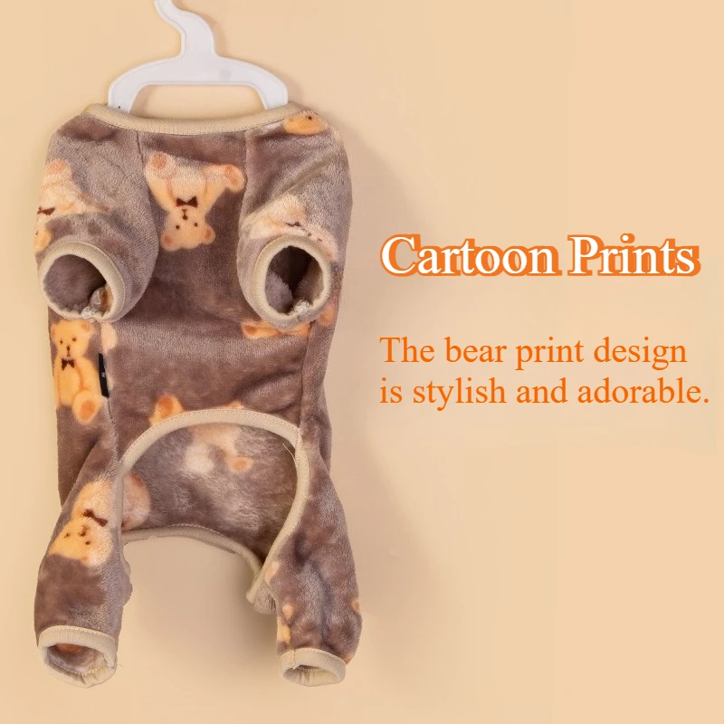 Mono de felpa para mascotas para otoño e invierno, pijamas de lana cálidos para perros pequeños y medianos, disfraz de oso bonito - imagen 5