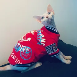 Disfraz marinero rojo para gato Sphynx - Primavera y otoño