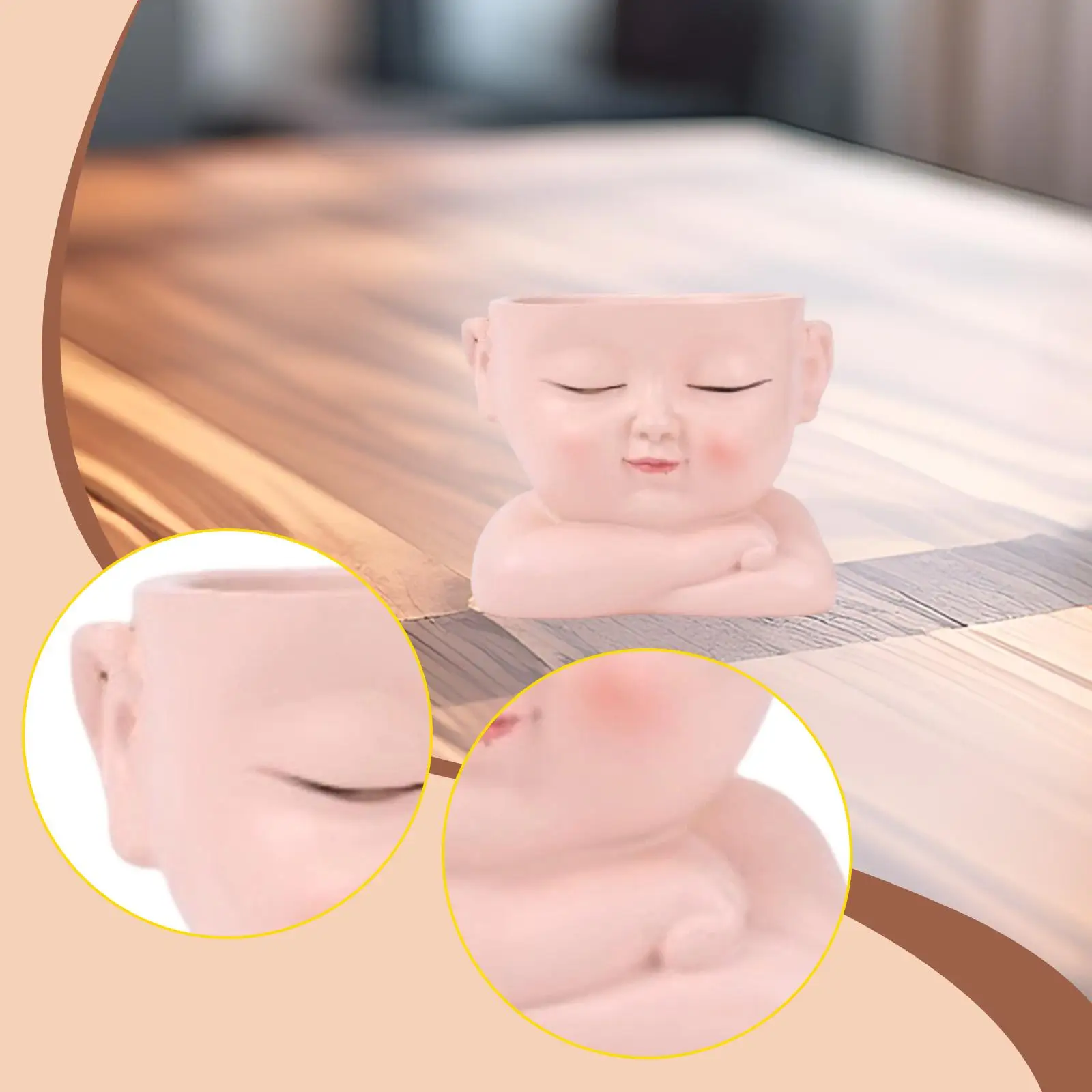 Resin Flower Pot Face Sculpture Indoor Decorative Planter Cute Flowerpot Container for Home Office Bedroom Garden