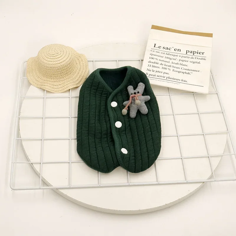 Cute Autumn Winter Warm Pet Striped Dog Vest Ins Teddy Bulldog Jacket Clothes Dog Clothes Quilted Puppy Clothing Coat Dog Shirt - imagen 2