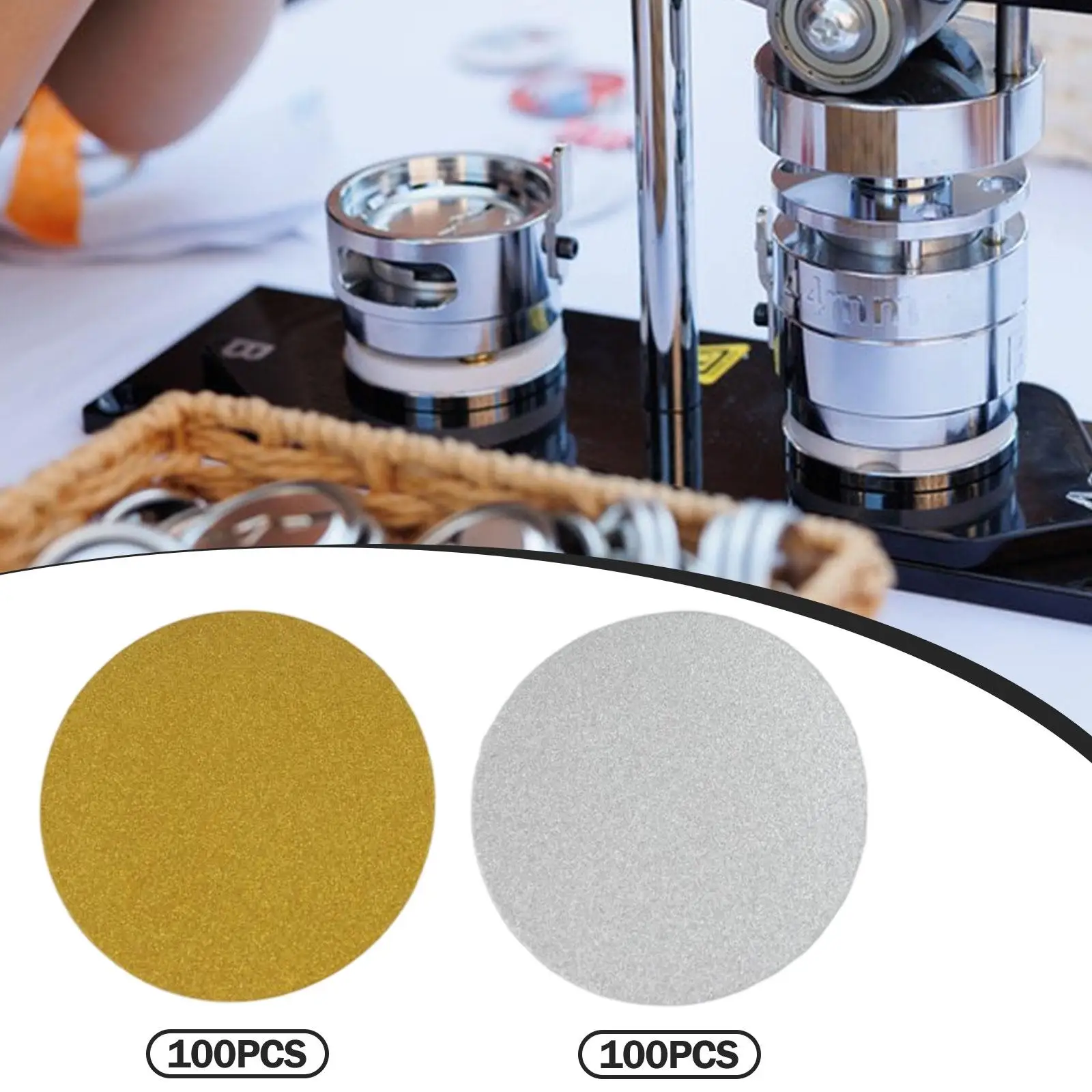 100x Button Badge Blank Paper,Glitter,Accs,Portable,Button Making Supplies Round Blank Card,Craft Making,for Birthday,Christmas