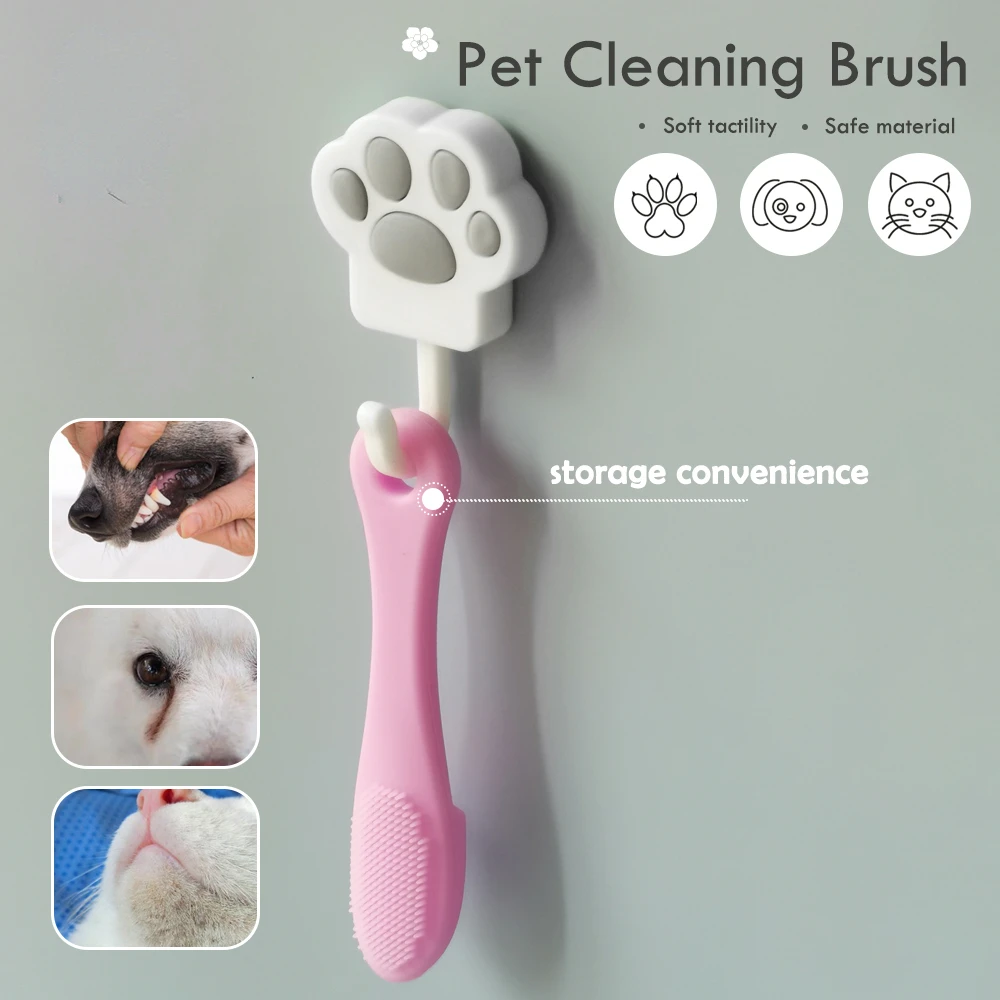 Suministros de limpieza para perros y gatos, cepillo suave para dedos de mascotas, cepillo para gatos, cepillo de dientes para manchas, cuidado de los ojos, herramientas de limpieza y aseo para mascotas - imagen 2