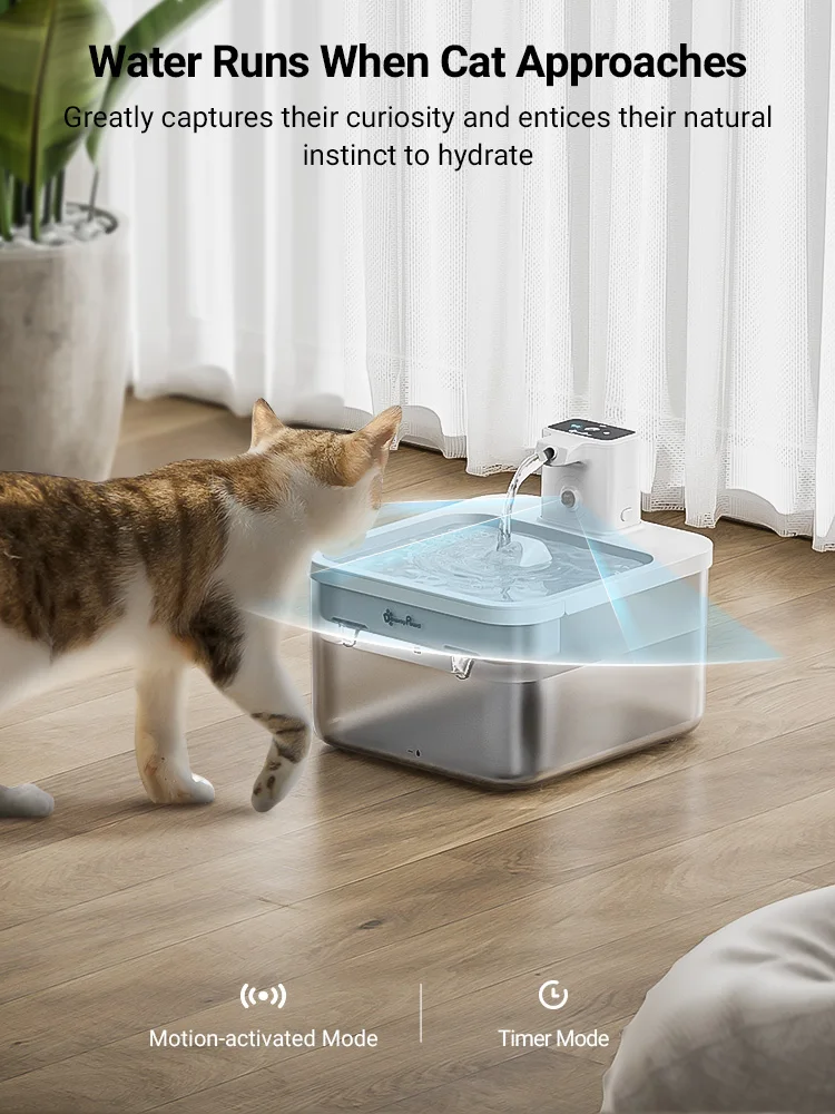 DownyPaws-fuente de agua inalámbrica para gatos, bebedero automático para mascotas con Sensor de movimiento, dispensador de agua para perros, funciona con pilas, 2,5l - imagen 3