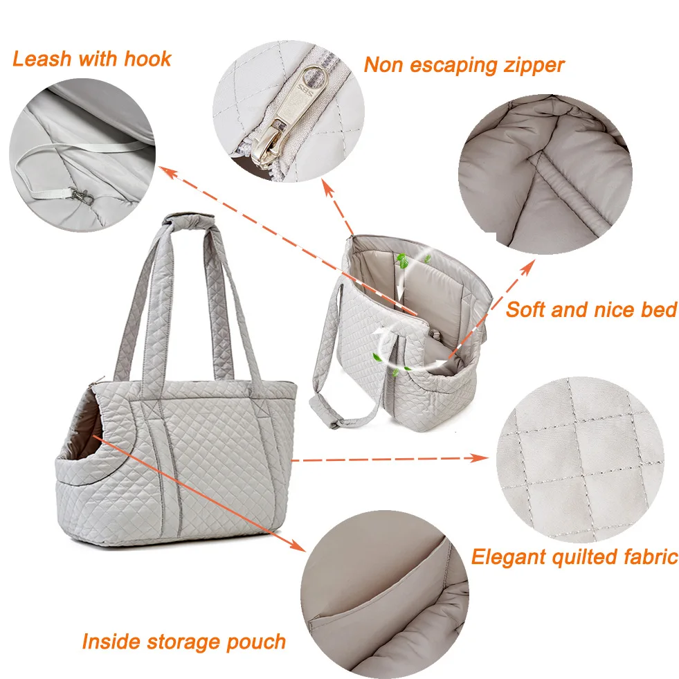 Bolsa transportadora acolchada para mascotas, bolso ligero portátil de un solo hombro para gatos, bolso para perros pequeños, gatos, viajes al aire libre, bolsa para visita veterinaria - imagen 2