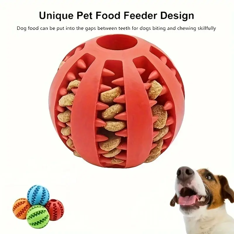 Pelota de juguete para perros, pelota de juguete no tóxica resistente a mordeduras para perros, cachorros y gatos, alimentador de comida para mascotas, bola de limpieza de dientes para masticar