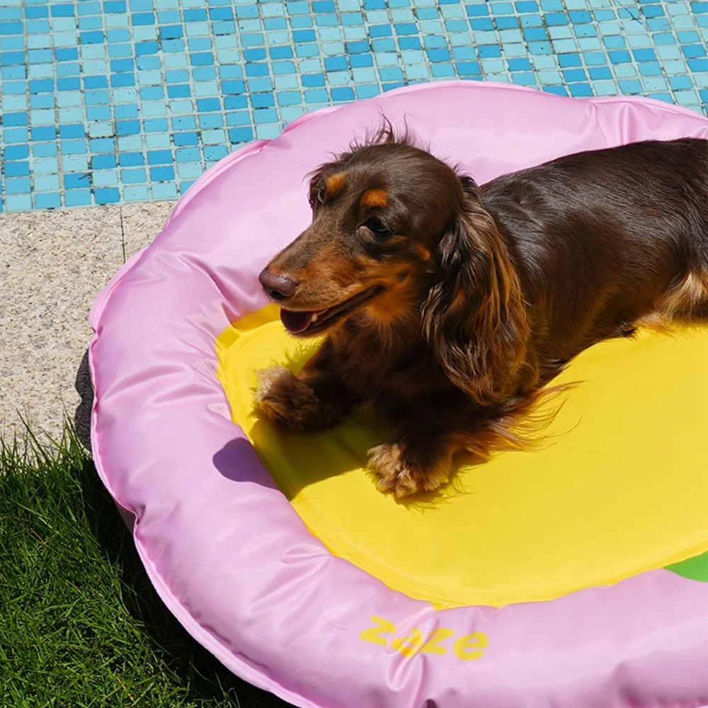 Colchoneta refrescante redonda para perros – Seda fría antiahumedad - imagen 5