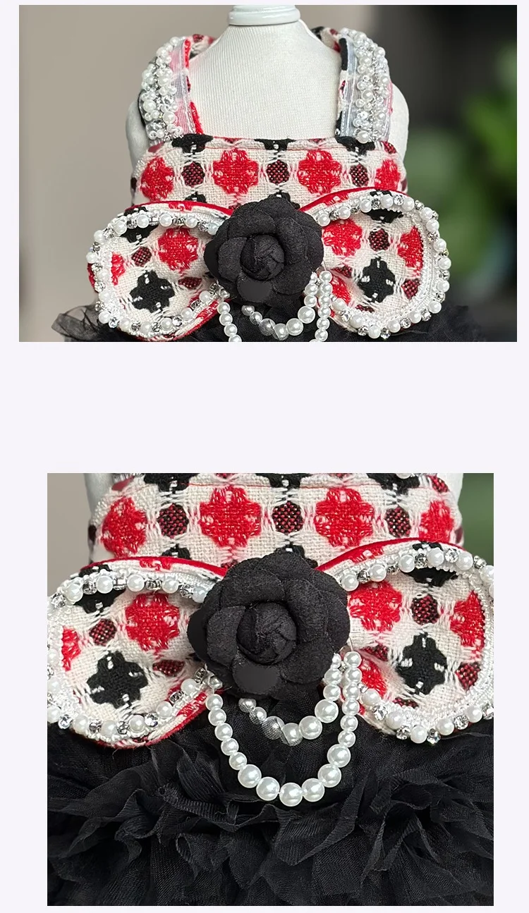 Vestidos lolita de Tweed para perros pequeños, vestido de princesa para perros, vestido de boda para mascotas, ropa Formal para fiesta de cumpleaños, vestido de tul para perros