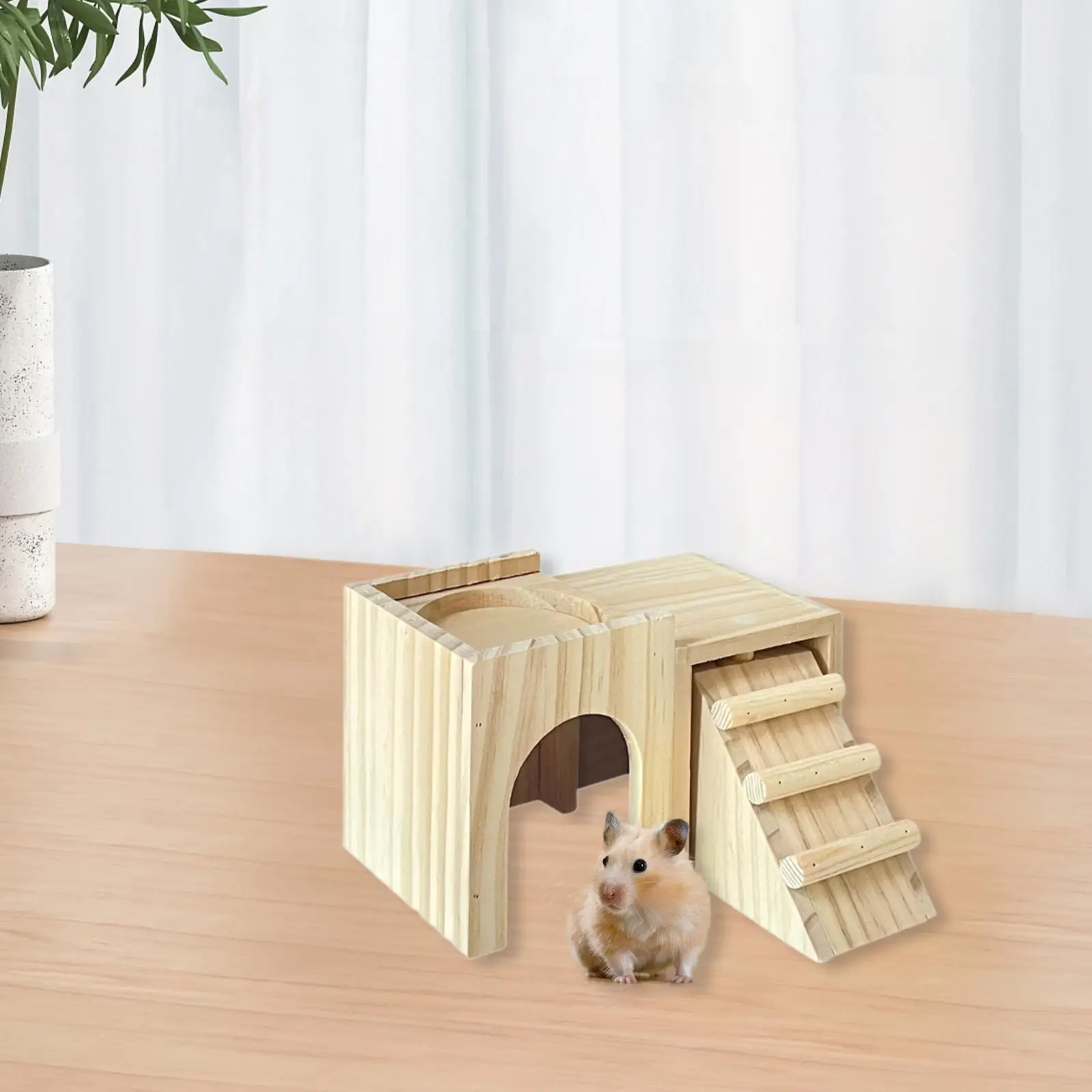 Hideout para hámster, cabaña divertida de cámara de gerbils con escalera para ratones, gerbils enanos - imagen 4