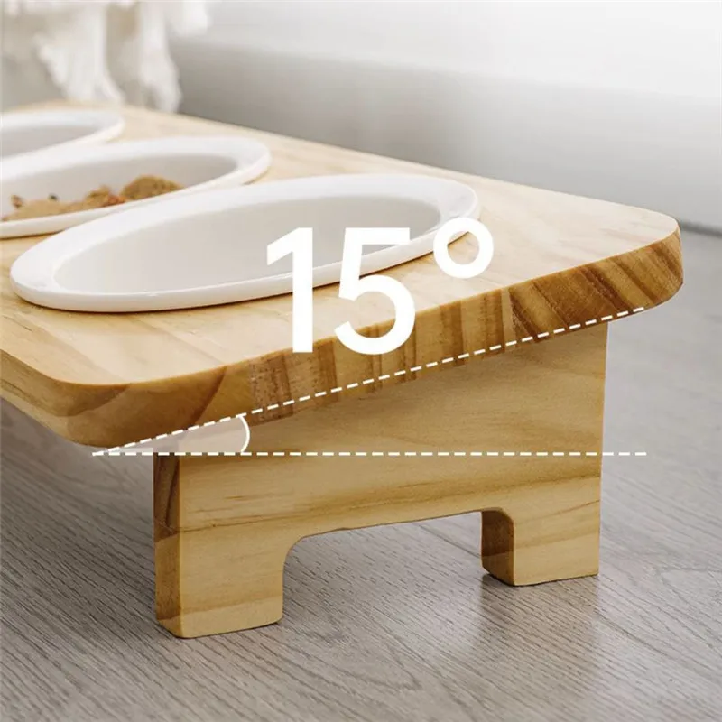Cuenco para gatos, cuenco de comida para gatos, boca inclinada, cuencos de agua para gatos, alimentador de cerámica para perros, cuencos antigolpes de madera maciza para gatos, suministros para mascotas - imagen 5