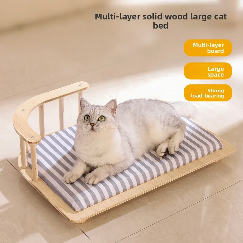 Cama elevada de madera maciza antihumedad para gatos y perros pequeños - imagen 4