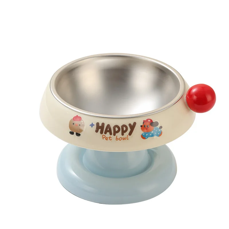 Cuenco elevado de acero inoxidable para gatos, diseño antideslizante y antisalpicaduras para el acné con colores de dopamina, plato elevado para comida para mascotas para soporte del cuello - imagen 5