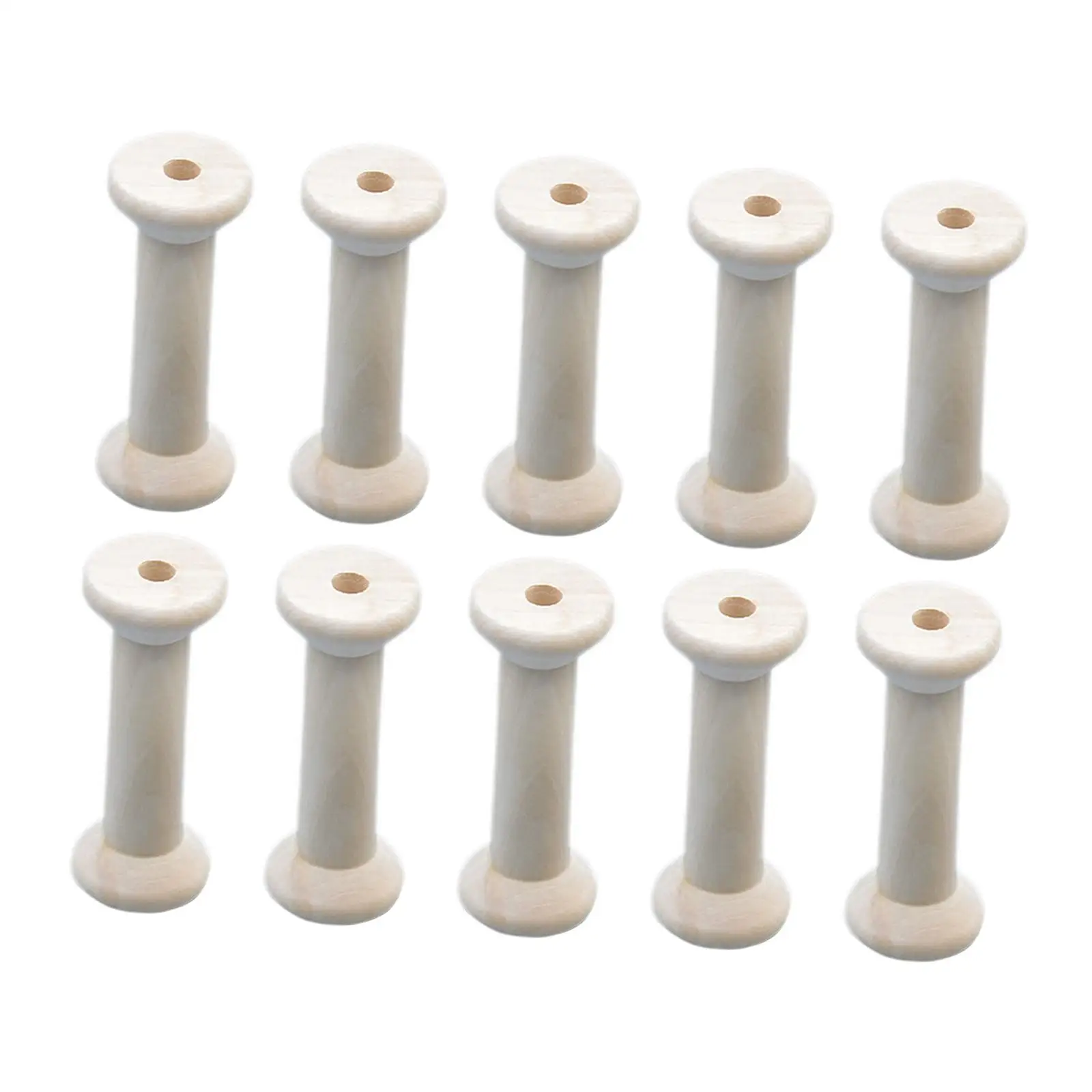 10x Unfinished Wooden Spools Weaving Bobbins Thread Spool Organizer Sewing Thread Storage for Ribbon Knitting Sewing Yarn