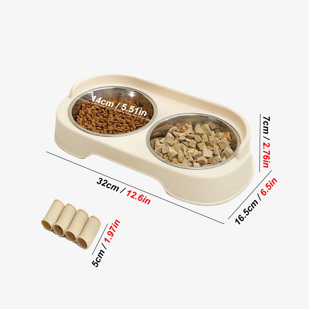 1 PC Anti-Slip Double Dog Bowl with Foot Mat Durable Stainless Steel Water Food Feeder Pet Feeding Drinking Bowls for Dogs Cats - imagen 2