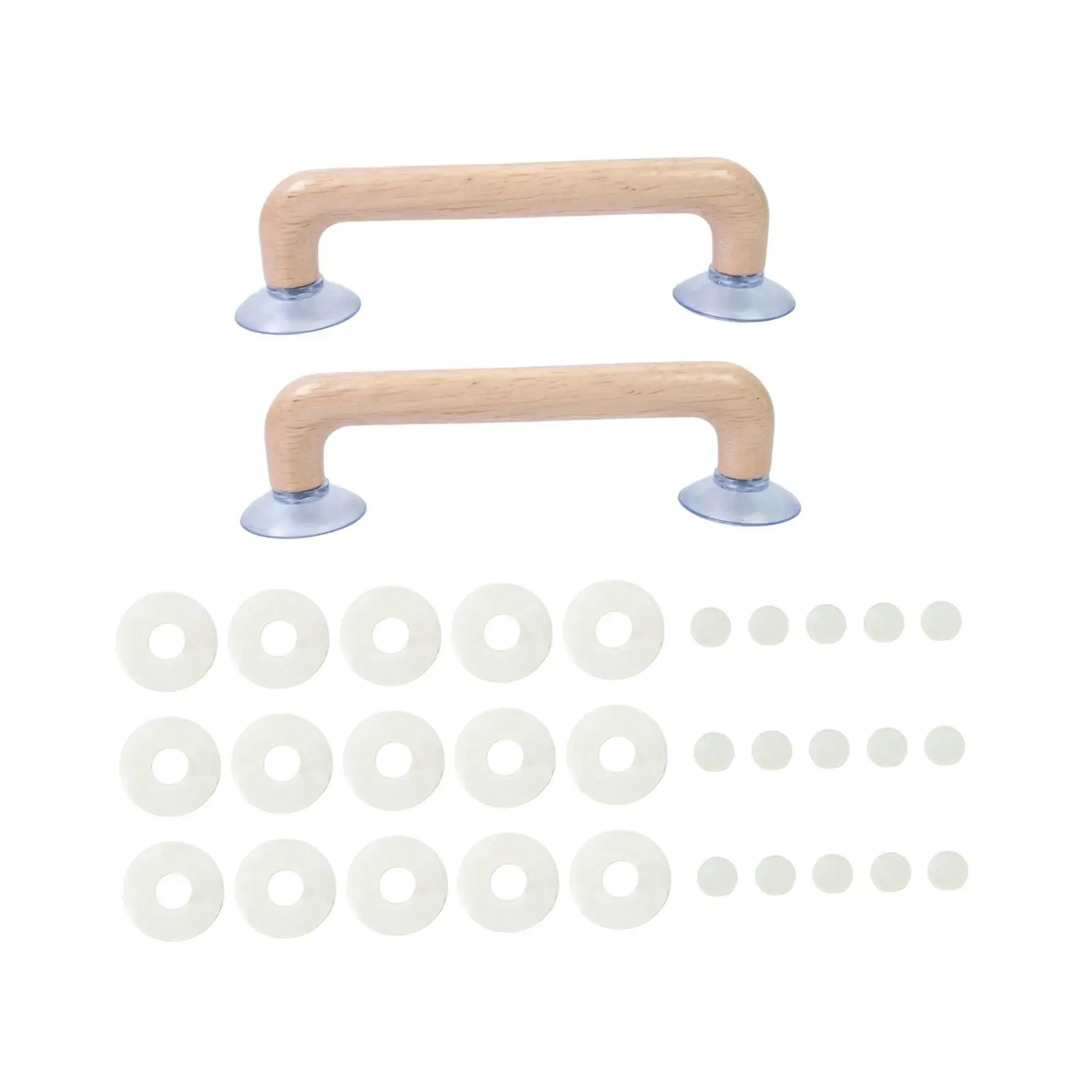 2x mango de regla de ventosa con almohadillas antideslizantes ventosas dobles de madera herramienta de costura DIY agarre de regla para plantillas acolchadas - imagen 3