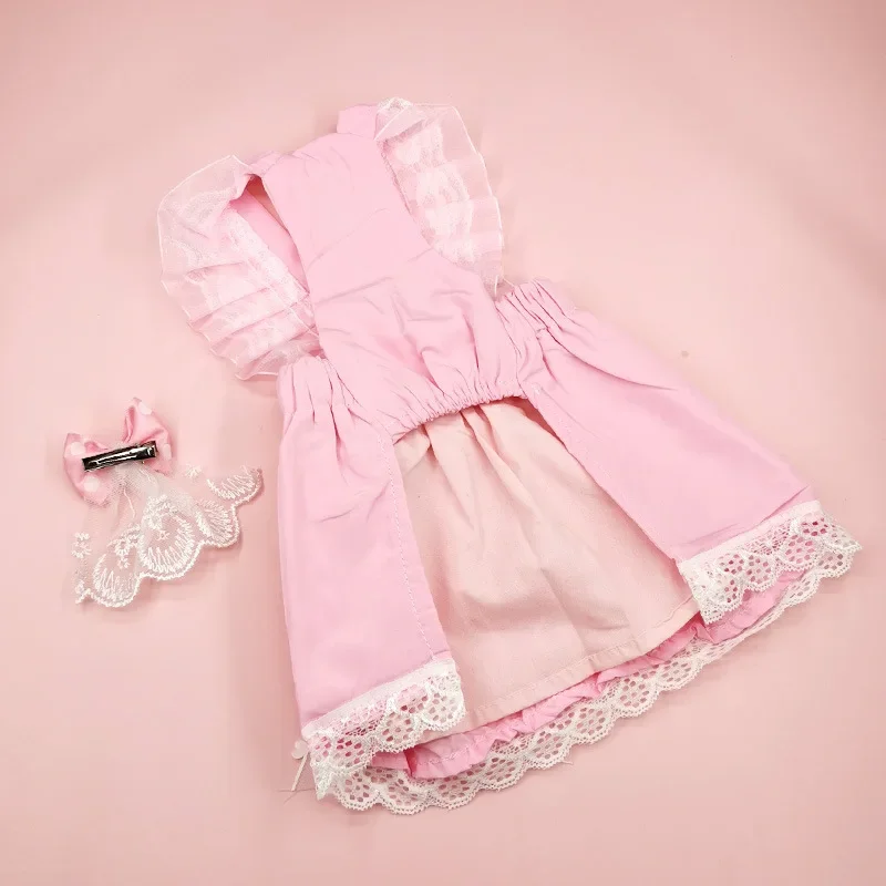 Vestido de novia para mascotas con collar y flor de cabeza, vestido de princesa de encaje blanco y rosa para perros gatos, conjunto completo de fiesta - imagen 4