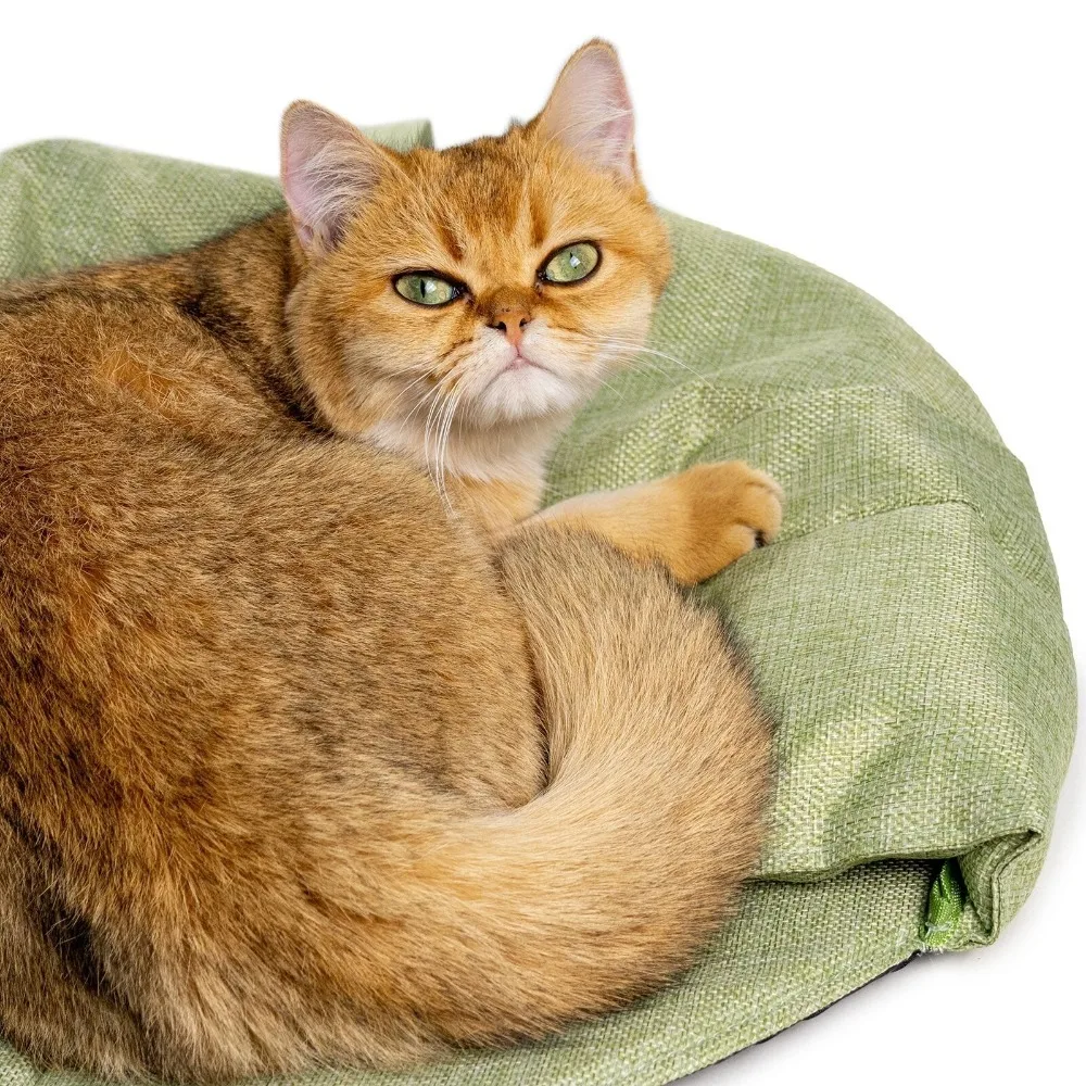 Saco de dormir para gatos, tela de lino, cama para gatos, cueva, nido de hojas, zona para abrazar mascotas, cubierto, suave, duradero, lavable, antideslizante, interior, cachorro, gatito - imagen 5