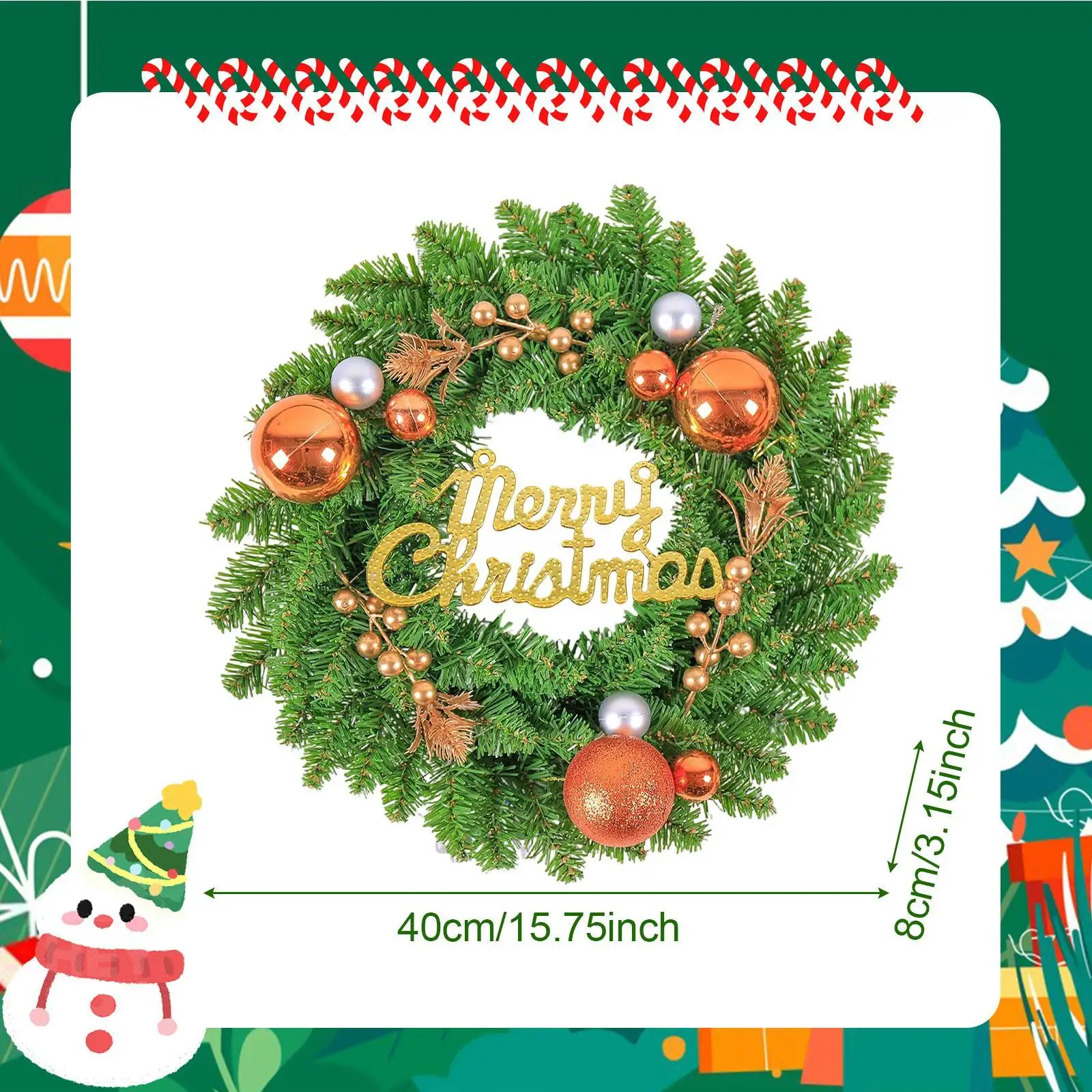 Christmas Door Wreath Greenery Leaves Collection Artificial Garland Hanging