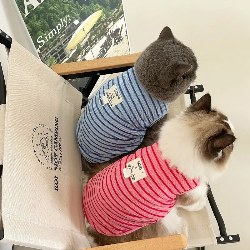 Ropa de verano para cachorros, chaleco para perros 2025, camiseta a rayas para perros, disfraz de algodón para perros, Chihuahua, Bulldog Francés, Bichon, chalecos para gatos - imagen 3