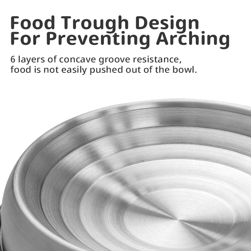 Cuenco de acero inoxidable 304 para gato y perro, cuenco antideslizante duradero, diseño de boca poco profunda, no Negro, grano de barbilla - imagen 3