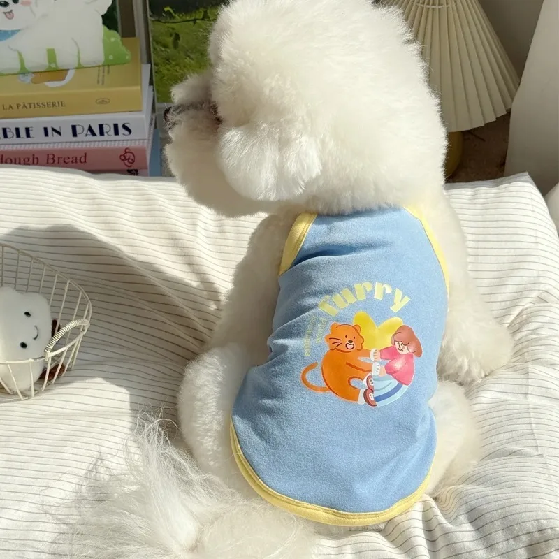 Ropa bonita de verano para perros, camisola, chaleco fino para perros pequeños y gatos, vestido estampado bonito y cómodo para parejas, ropa para cachorros - imagen 3
