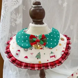 Bufanda para mascotas, Navidad roja, gato, perro, Collar con campana, babero, decoración de invierno para mascotas, ropa para perros pequeños, ropa para cachorros
