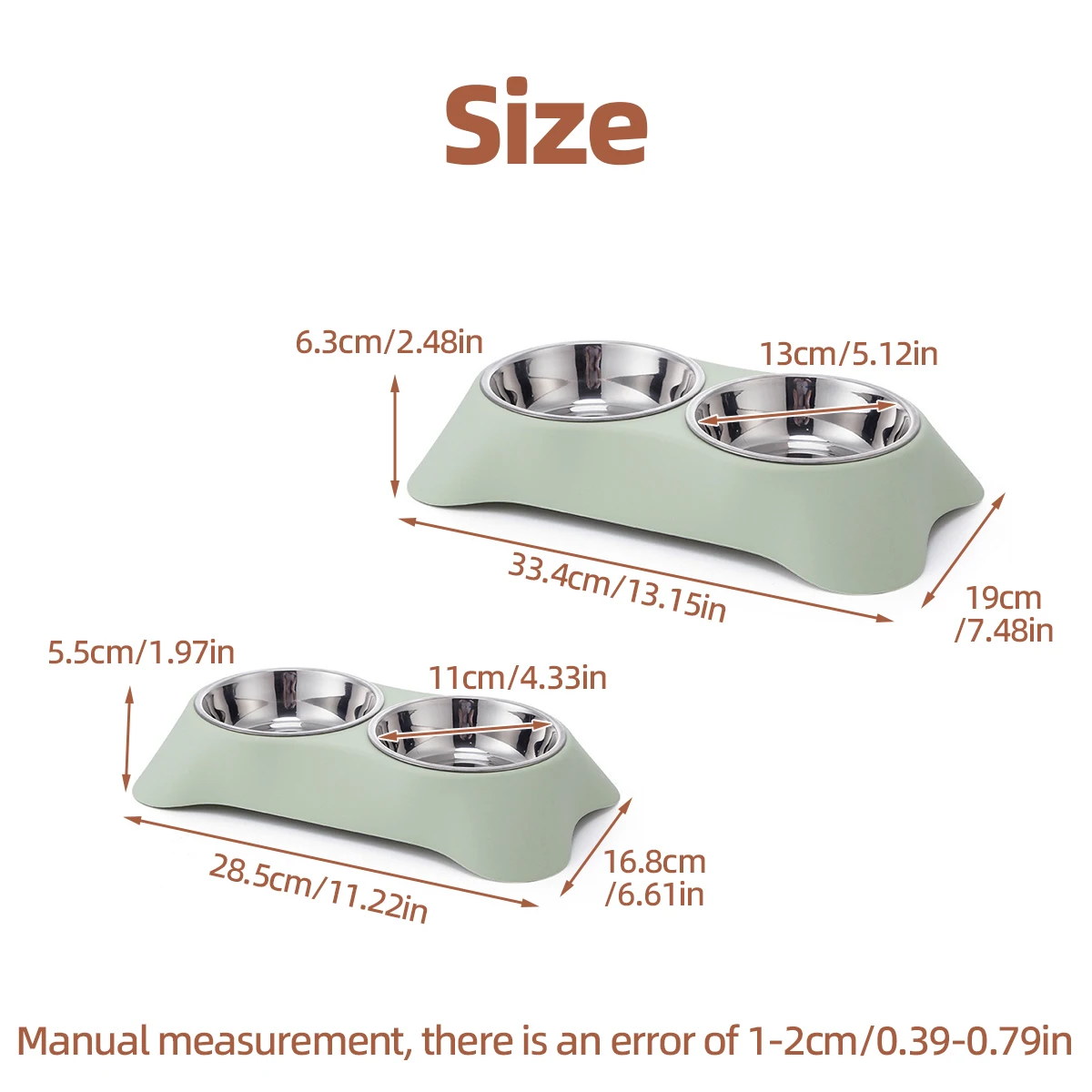 1 cuenco doble de acero inoxidable para mascotas, cuenco para perros y gatos, plato de comida para gatos, plato de comida para perros, alimentador y bebedero antiderrames, mascota de doble uso - imagen 2