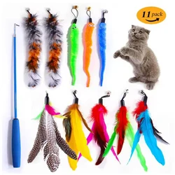 Juguetes de plumas para gatos con palo retráctil