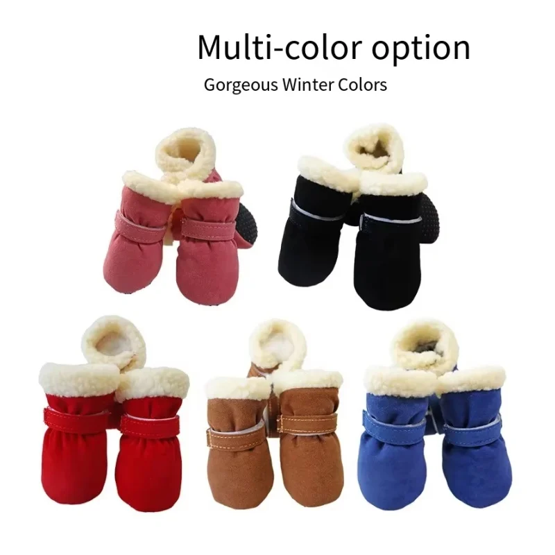 4 Uds. Zapatos de invierno para perros, botas suaves impermeables y gruesas y cálidas para perros pequeños y medianos, calcetines para cachorros Chihuahua, accesorios para mascotas Yorkshire - imagen 2