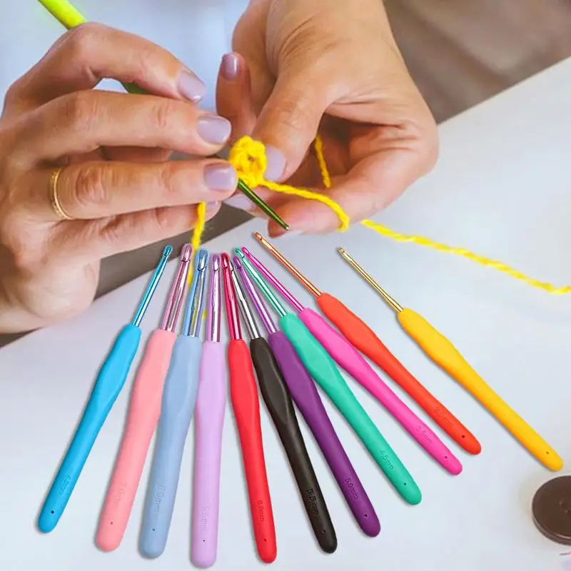 Juego de ganchos de ganchillo de aluminio, 12 tamaños, mango cómodo, bien conectado, fácil de usar, suministros para tejer - imagen 2