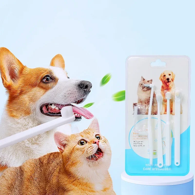 Juego de cepillos de dientes para perros y mascotas, cuidado bucal, 5 piezas, productos para mascotas, 5 piezas