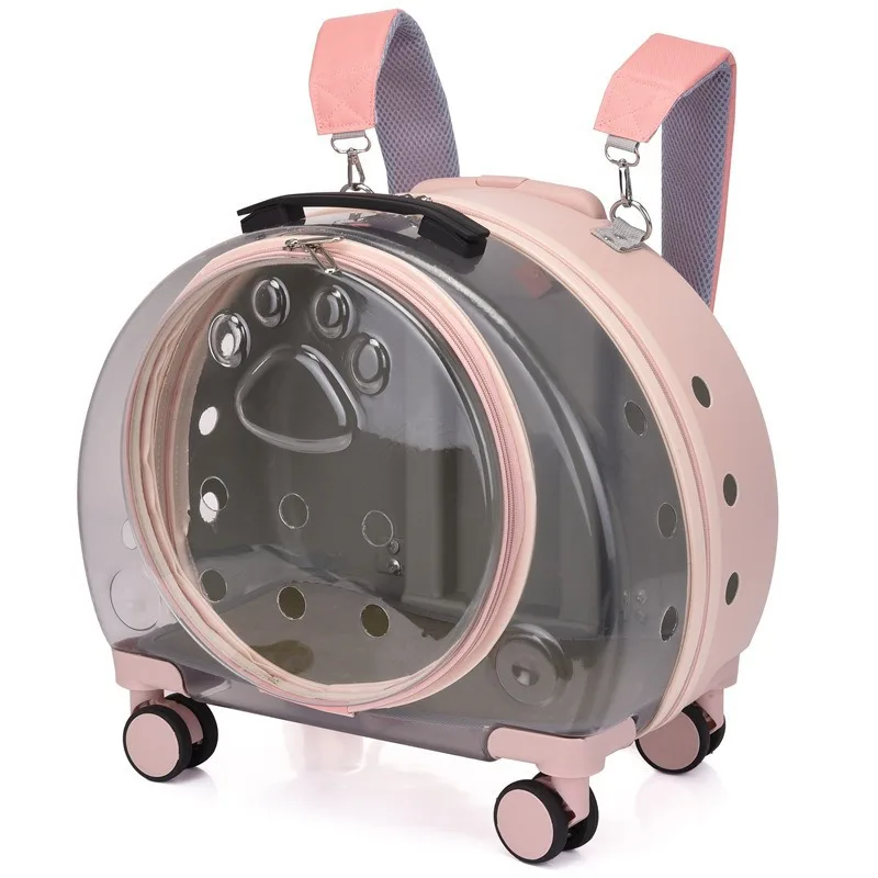 Bolsas transportadoras de gatos de viaje transparentes, mochila de diseño con ruedas, cochecito de hombro para gatos, bolsas transportadoras para perros al aire libre, suministros - imagen 2