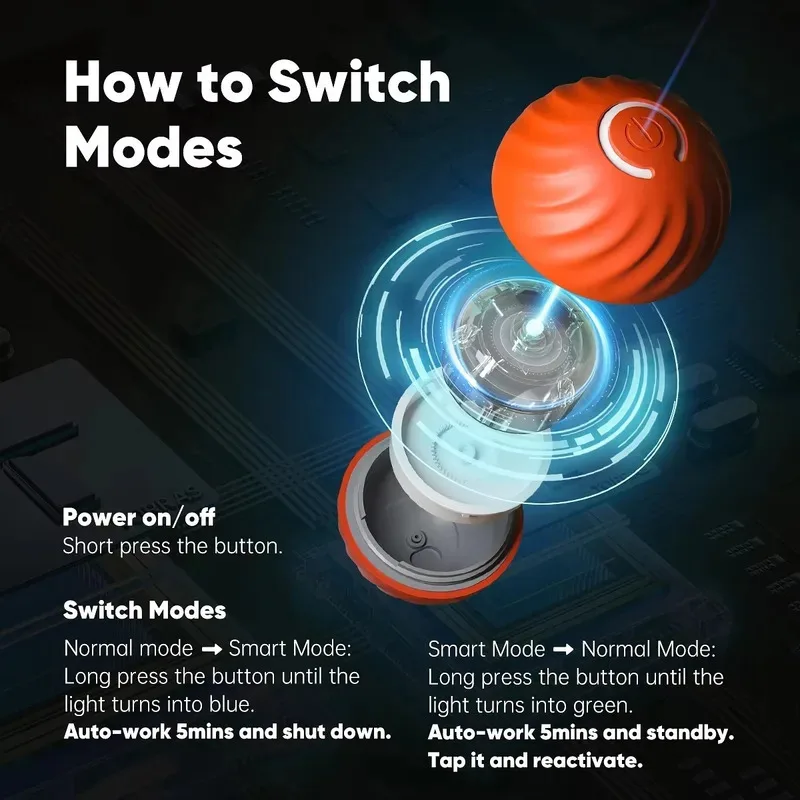 Bola inteligente para agitar aperitivos automática para perros, juguete 2 en 1 para comida con fugas para mascotas, bola eléctrica para gatos y perros, juguete para moler los dientes, herramientas de alimentación - imagen 5