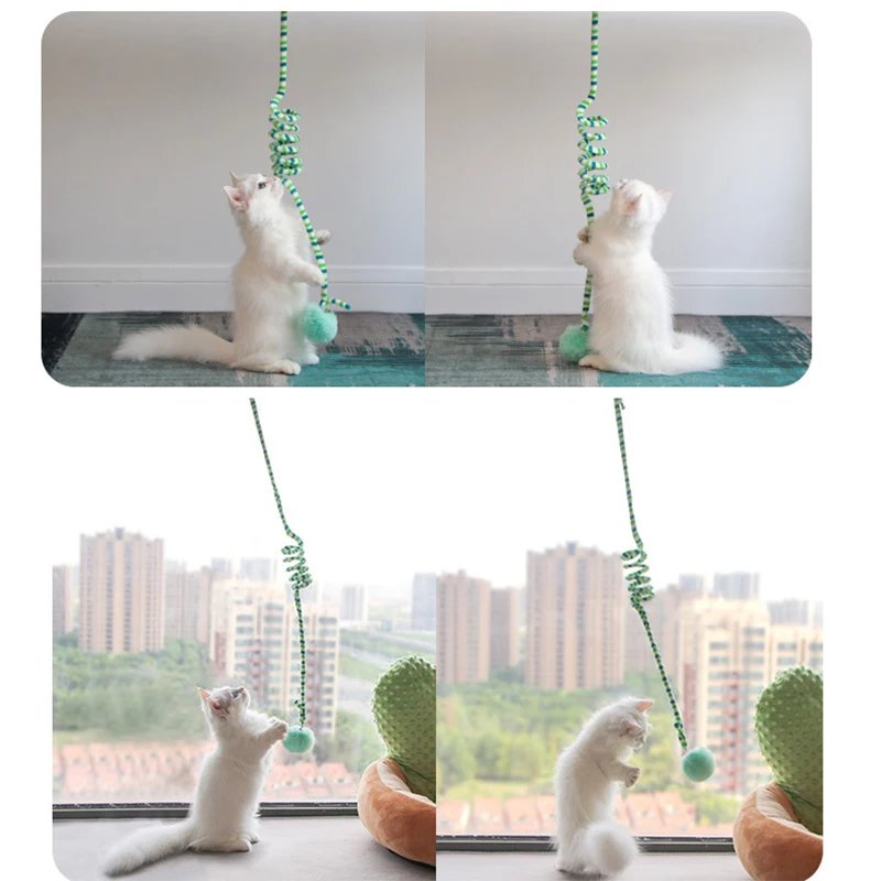 Juguete interactivo colgante para gato, juguete de simulación para gato, divertido juguete interactivo autohéroe para gatito, varita de juguete para gato con campana - imagen 5