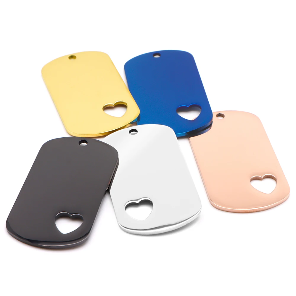 Venta al por mayor, 20 piezas, Collar para mascotas de acero inoxidable, etiqueta colgante de Metal, identificación en blanco, colgante de moda personalizado opcional multicolor para gato - imagen 5