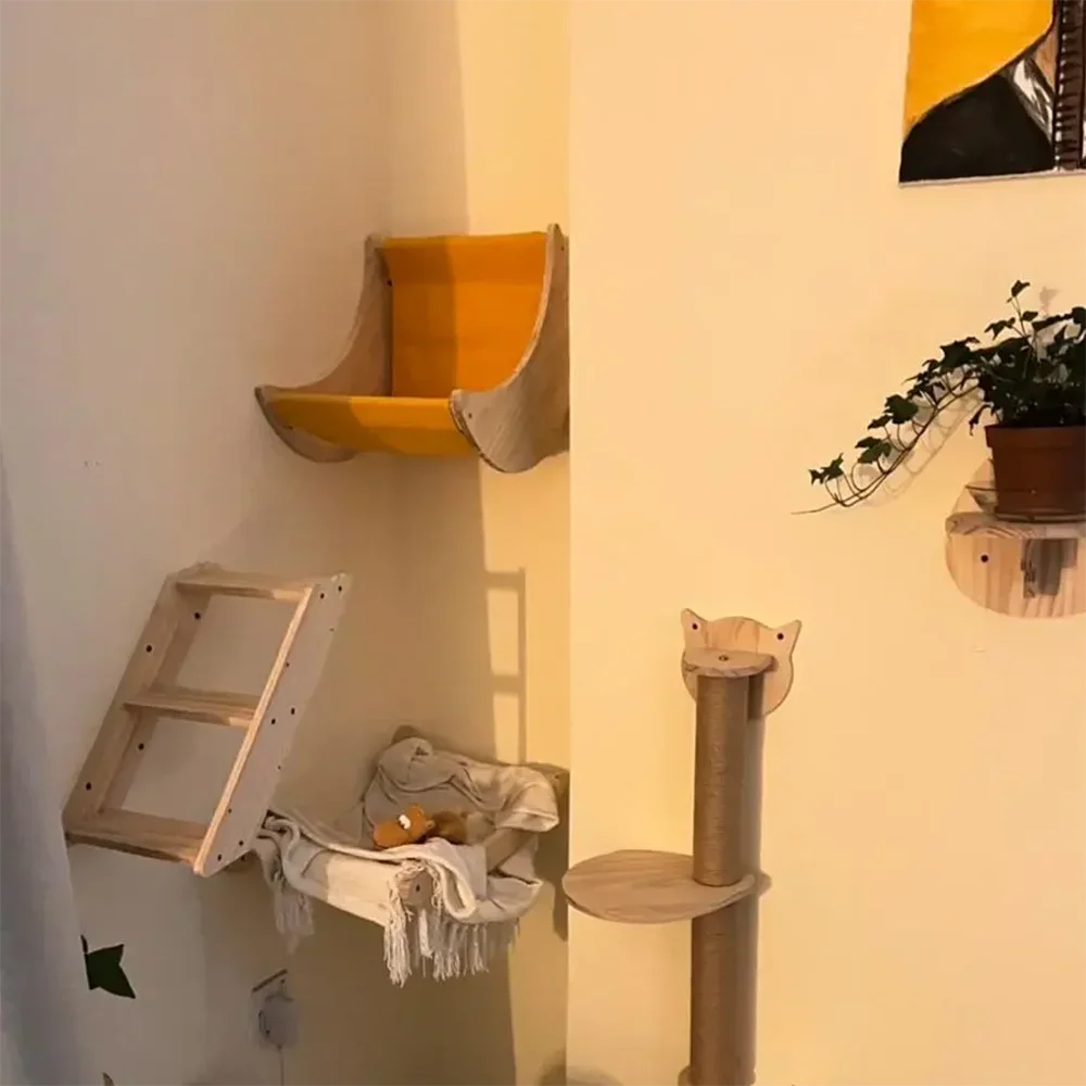 Árbol minimalista de pared para gatos, parque aéreo integrado en casa - imagen 2