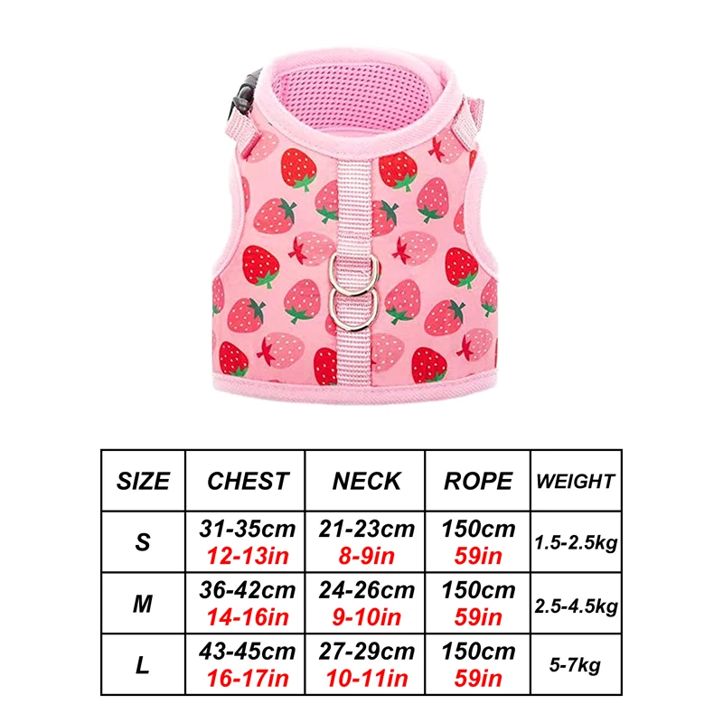 Arnés de malla ajustable de poliéster para gatos, chaleco para caminar, correa de plomo para cachorros, Collar para perros pequeños y medianos, accesorios para mascotas - imagen 3