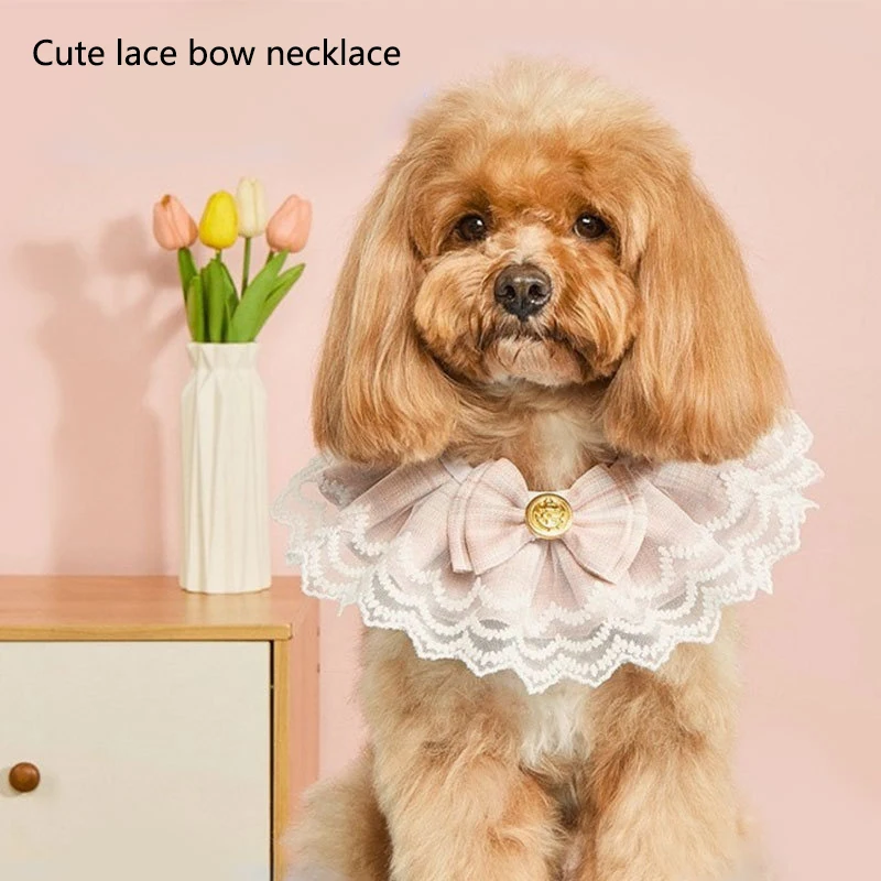 Navidad mascota saliva bolsillo juguetón lindo delicado encaje arco gato collar cabeza cubierta gato círculo pequeño perro bufanda