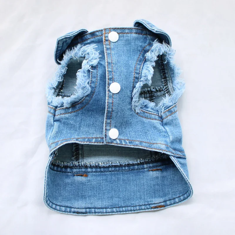 Cool Blue Denim Jacket for Dogs, Puppy Clothes, Harness Vest with D-Ring for Leash Small and Medium Girl and Boy, 2024 New - imagen 3