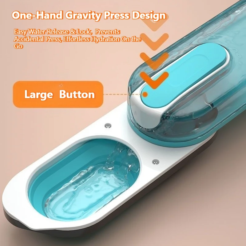 Botella de agua plegable a prueba de fugas para perros, dispensador de agua portátil para mascotas con cuenco para caminar al aire libre, senderismo, viajes para perros pequeños - imagen 5