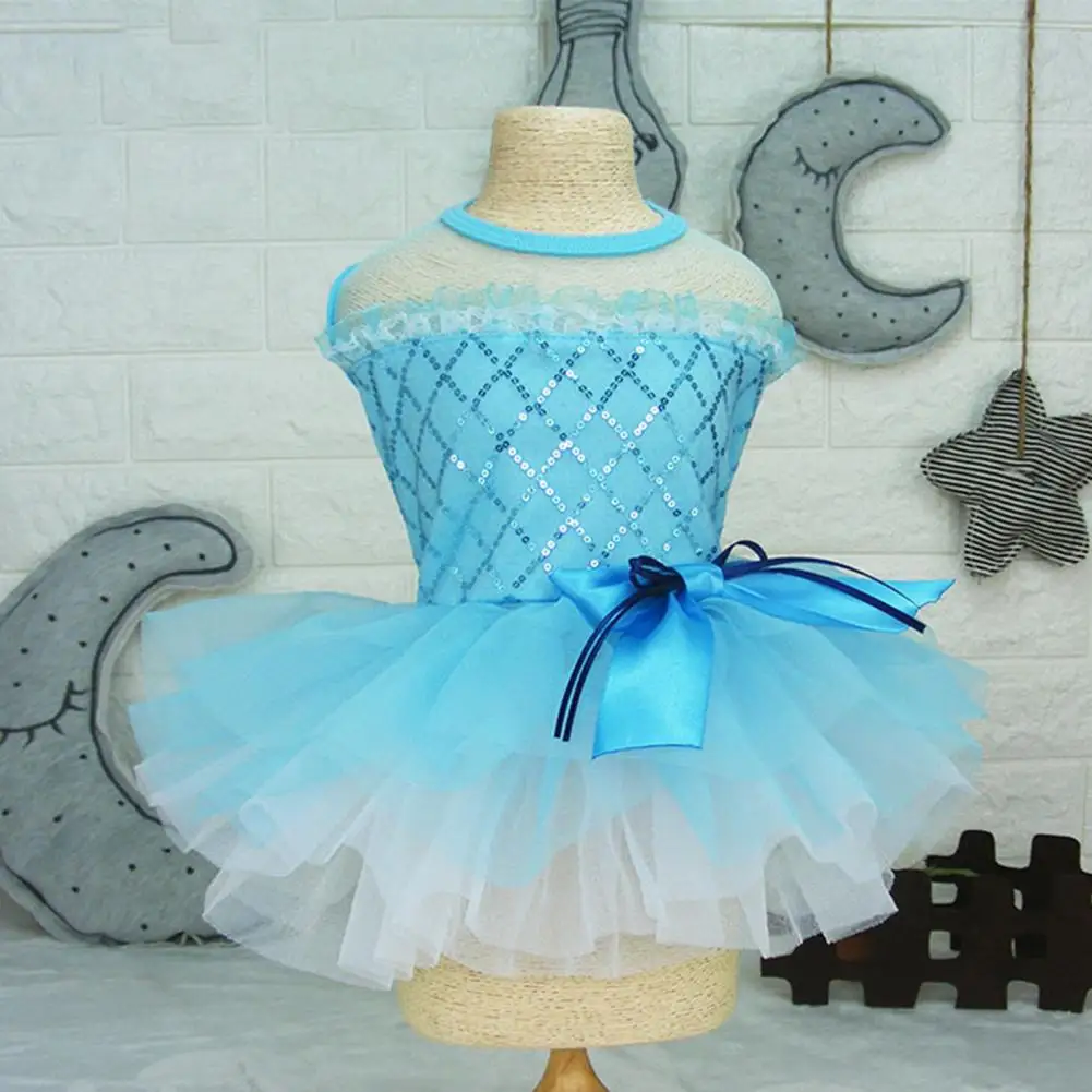 Encantador vestido de encaje para niña, exquisito disfraz de artesanía, vestido de encaje para cachorro de perro de princesa con diseño de lentejuelas - imagen 5