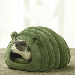Nido semicerrado para gatos y cachorros – Cama cálida para invierno