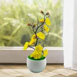 Maceta de bonsái de flores artificiales, flor en maceta realista, flor de simulación ligera con florero para mesa de boda