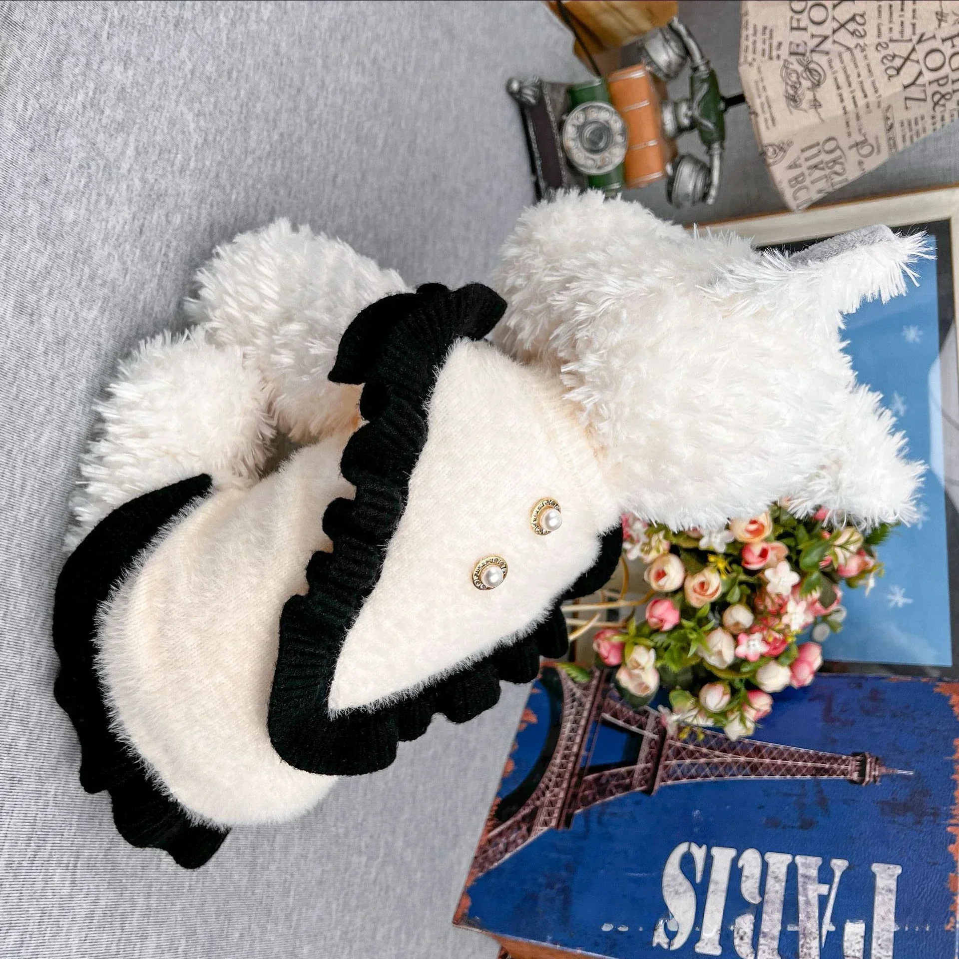 Otoño Invierno suéter para mascotas Estilo Princesa pequeña falda de manga voladora dobladillo perla piel blanca lindo suéter para mascotas punto gatito cachorro - imagen 2