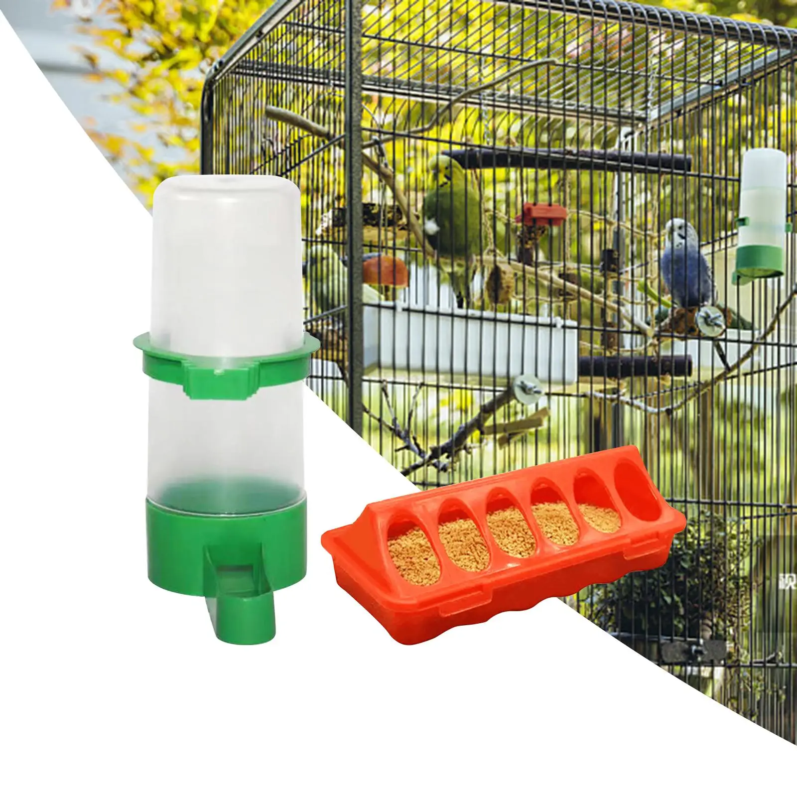 Food and Water Feeder Set Small Animals Feeding Bucket Bird Watering Bottle Food and Water Feeder Set Small Animals Feeding Bucket Bird Watering Bottle