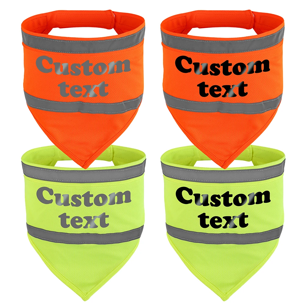 Personalized Dog Bandana Reflective Dogs Scarf Custom Pet Name Triangular Bandanas High Visibility Night Walking Bib For Dogs - imagen 2