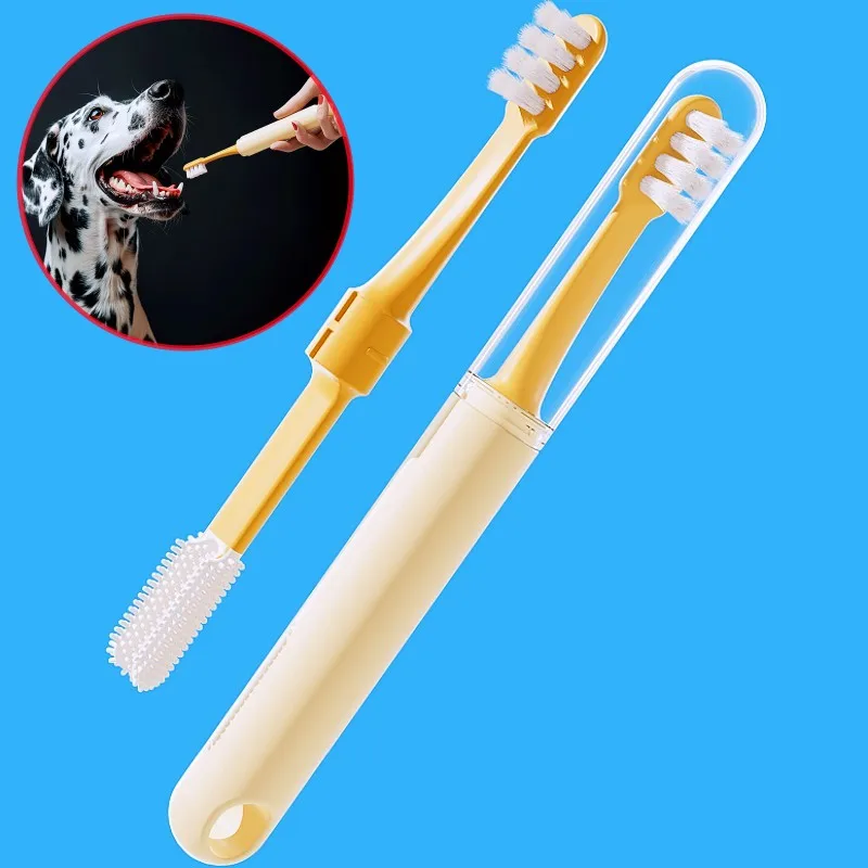 Cepillo de dientes para perros con cerdas suaves y doble cara