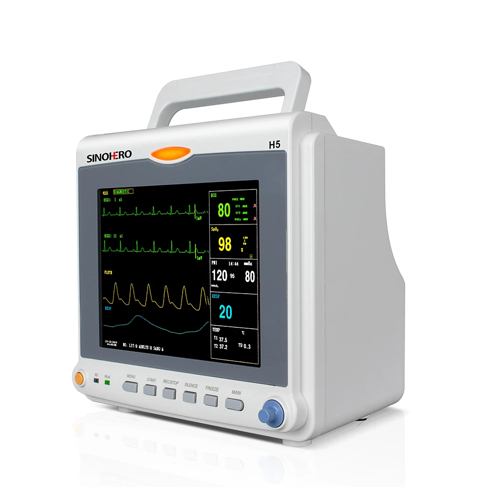 SINOHERO H5 Monitor de paciente portátil multiparámetros SpO2 PR NIBP ECG Monitor de signos vitales pantalla LCD a Color de 8 pulgadas de 8 canales - imagen 3