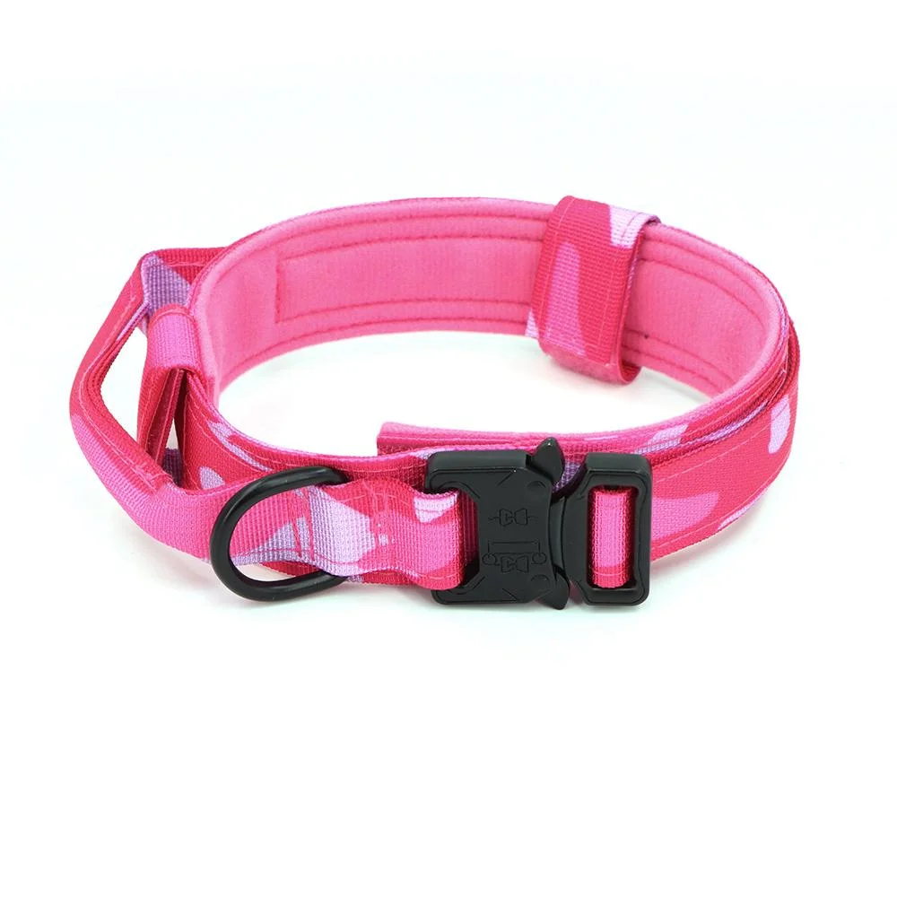 Collar de nailon ajustable rosa para perros
