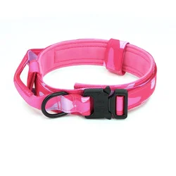 Collar de nailon ajustable rosa para perros