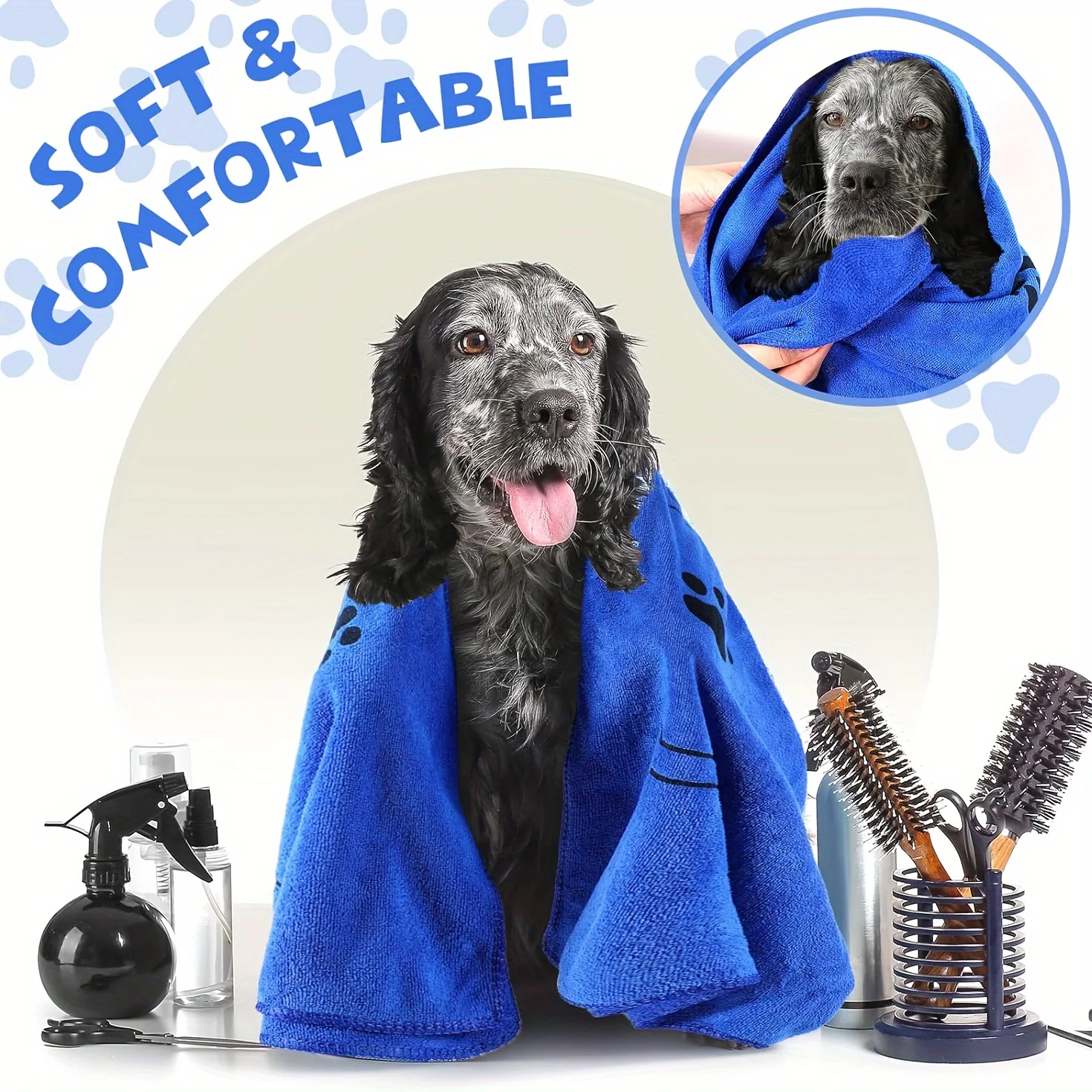 Toalla para perros, toalla para mascotas para perros y gatos, toalla de baño con garra para perros de secado rápido de microfibra para cachorros, productos de baño para mascotas, perros medianos absorbentes - imagen 5